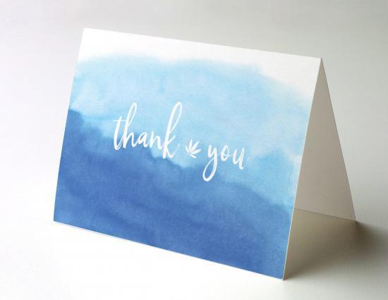 Cannabis Thank You Note, Thank You Watercolor Horizon, cannabis thank you cards, cannabis greeting cards potography watercolor horizon recycled thank you cards