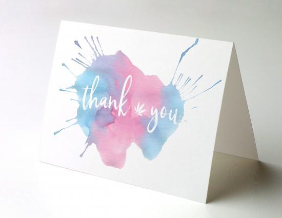 Thank You Greeting Card, Thank You Watercolor Splash 1, cannabis thank you cards, cannabis greeting cards potography watercolor splash 1 recycled thank you cards