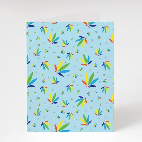 sky blue greeting card, sky Blue Colorleaf Pattern Card, cannabis greeting cards, recycled greeting cards, sky blue colorleaf pattern potography cannabis art greeting card