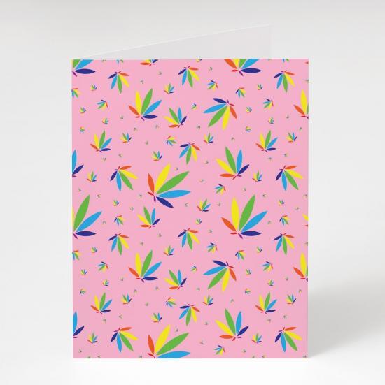 Passion Pink Greeting Card, Passion Pink Colorleaf Pattern Card, cannabis greeting cards, recycled greeting cards, passion pink colorleaf pattern potography cannabis art greeting card